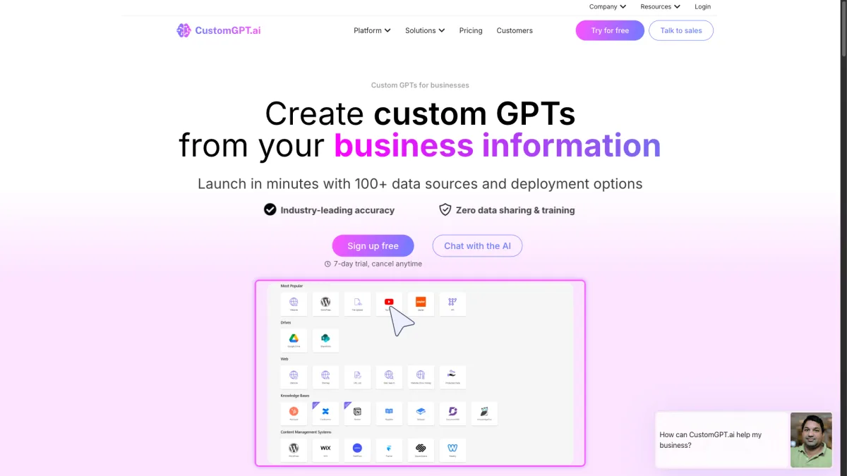 CustomGPT dashboard