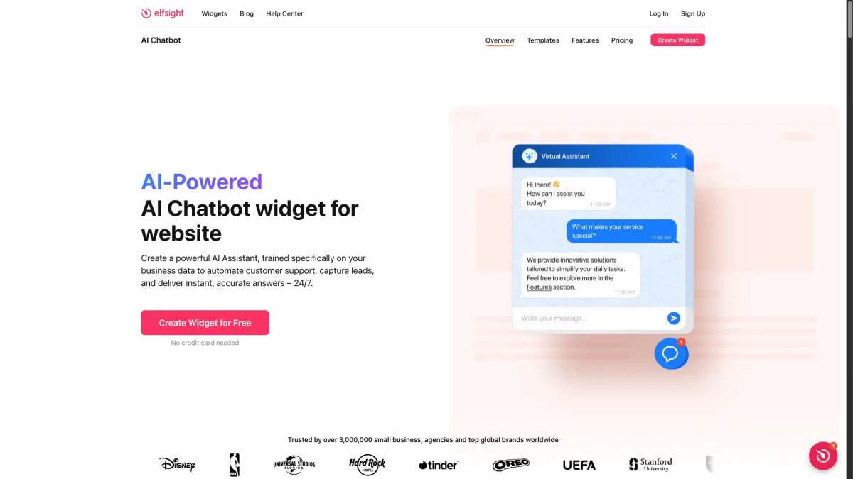 Elfsight dashboard screenshot