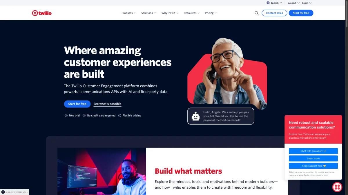 Twilio homepage