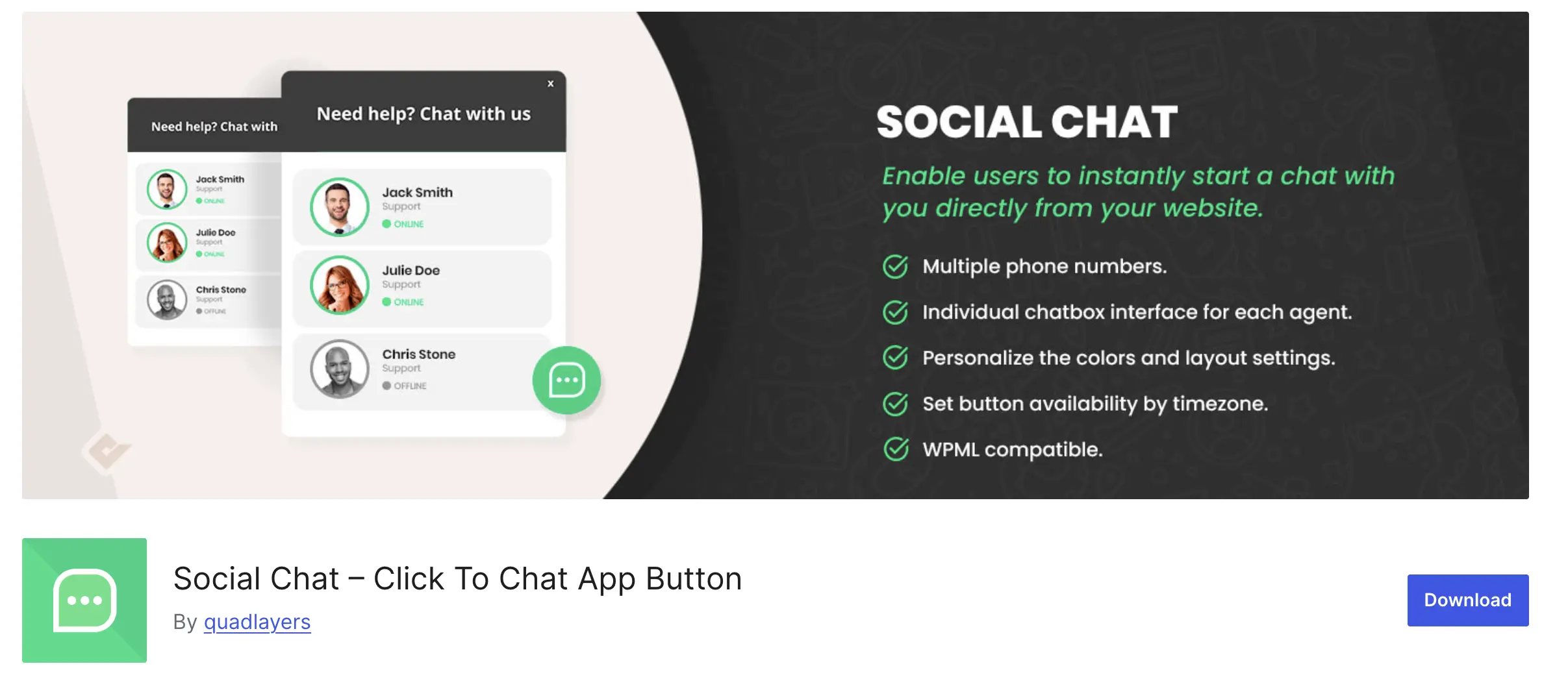 Social Chat Wordpress plugin