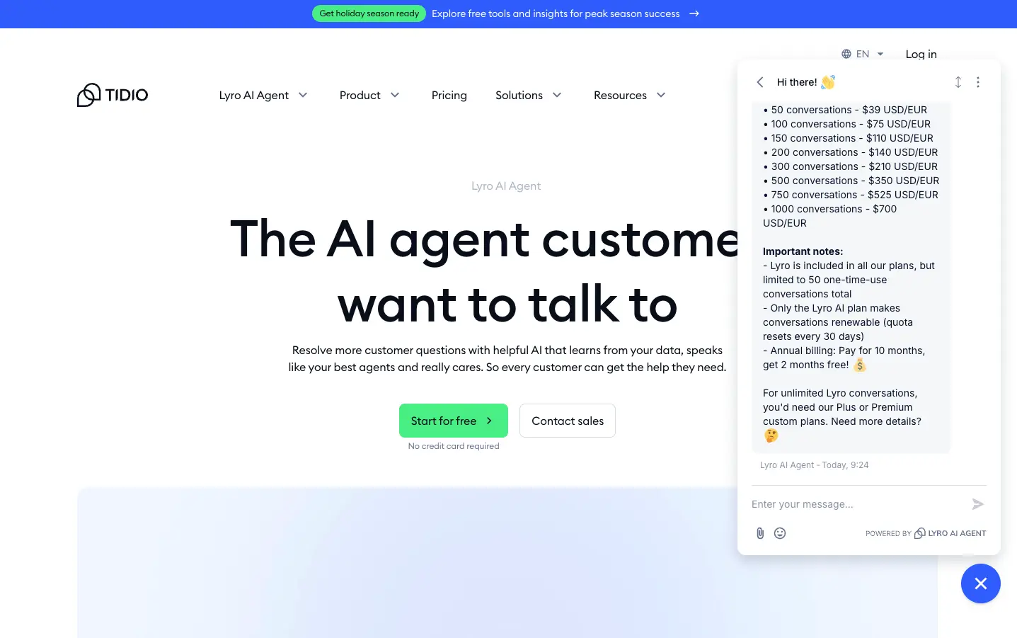 Tidio Lyro AI WordPress