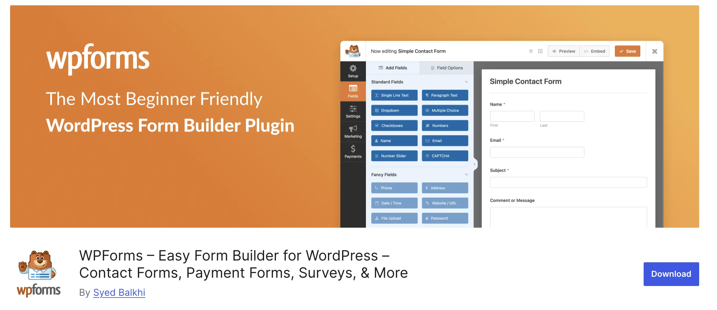 WP Forms Wordpress Plugin