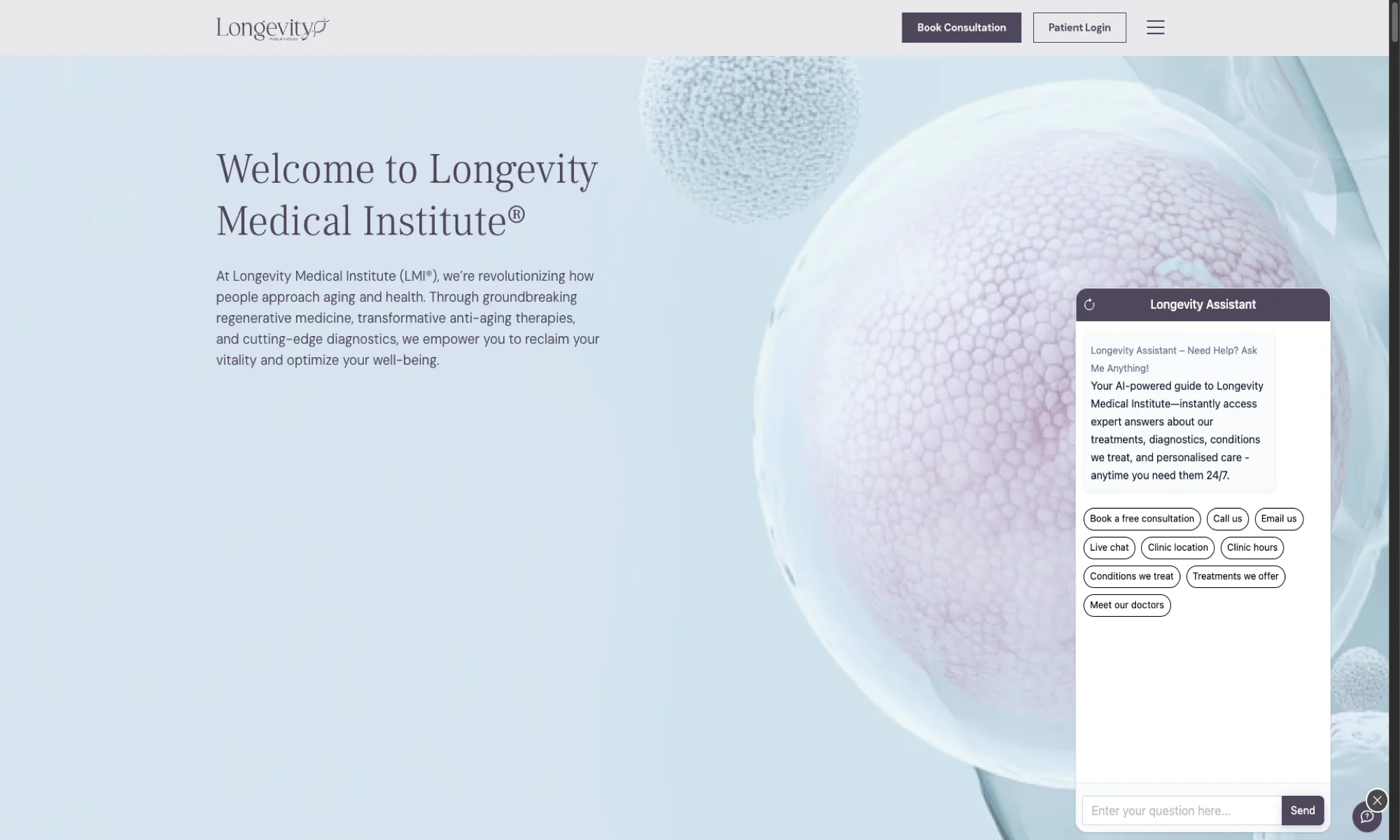 Longevity Medical Institute website screenshot