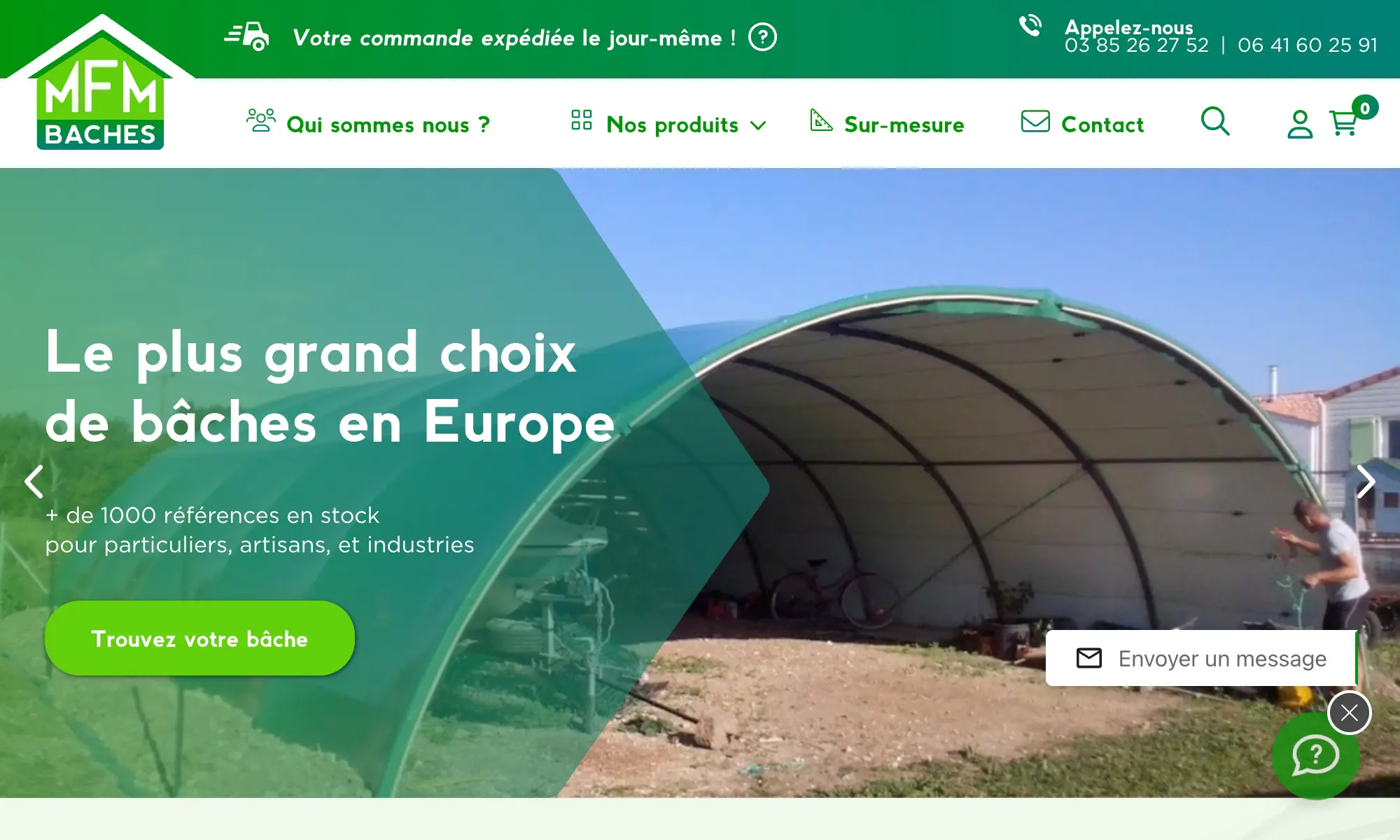 MFM Bâches website screenshot