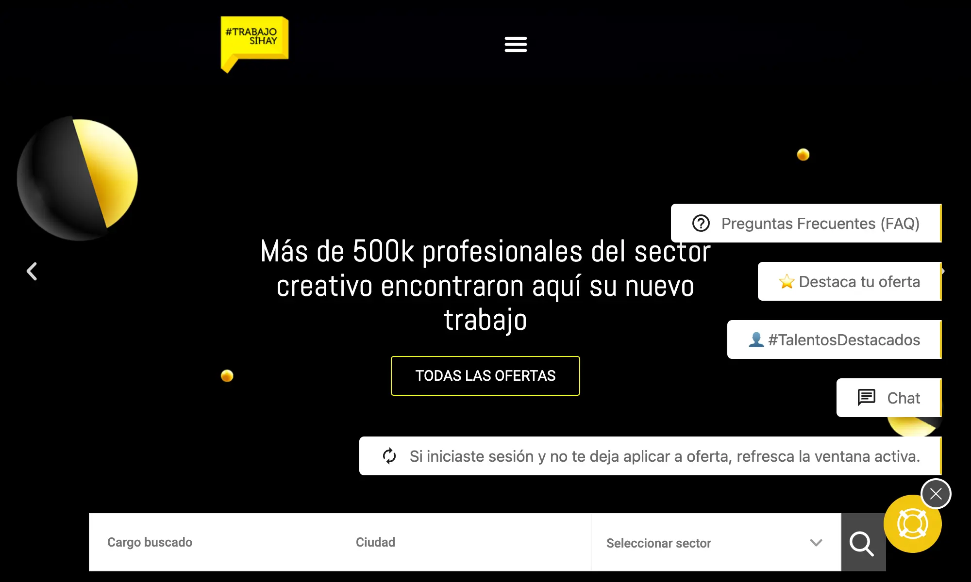 #TrabajoSíHay website screenshot