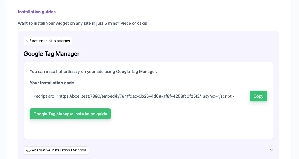 Install tab - Google Tag Manager