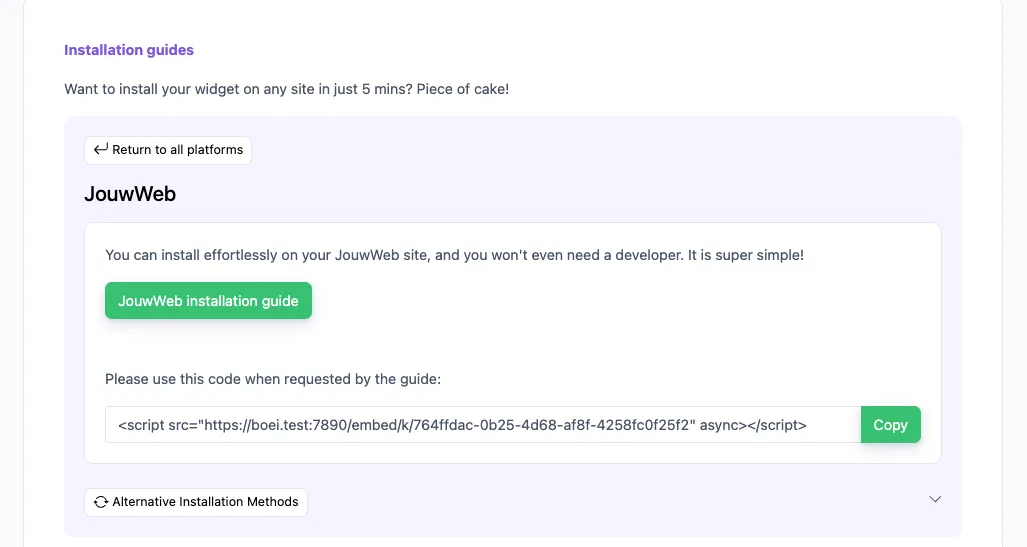 Install tab - JouwWeb