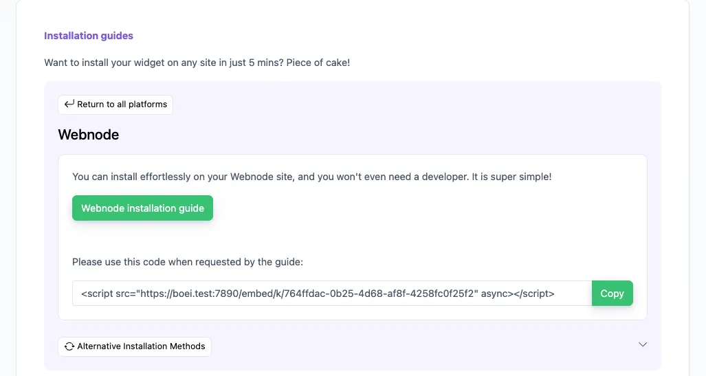 Install tab - Webnode
